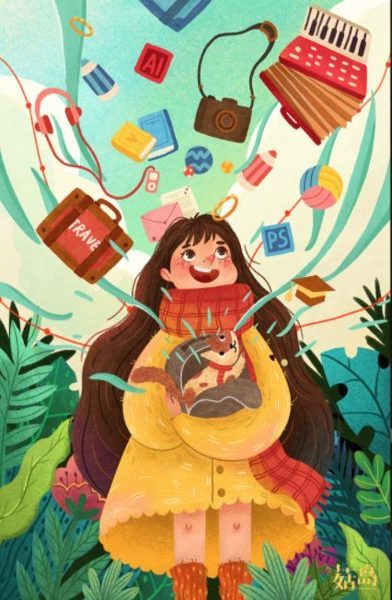 Bold cartoon style children's book illustration sample